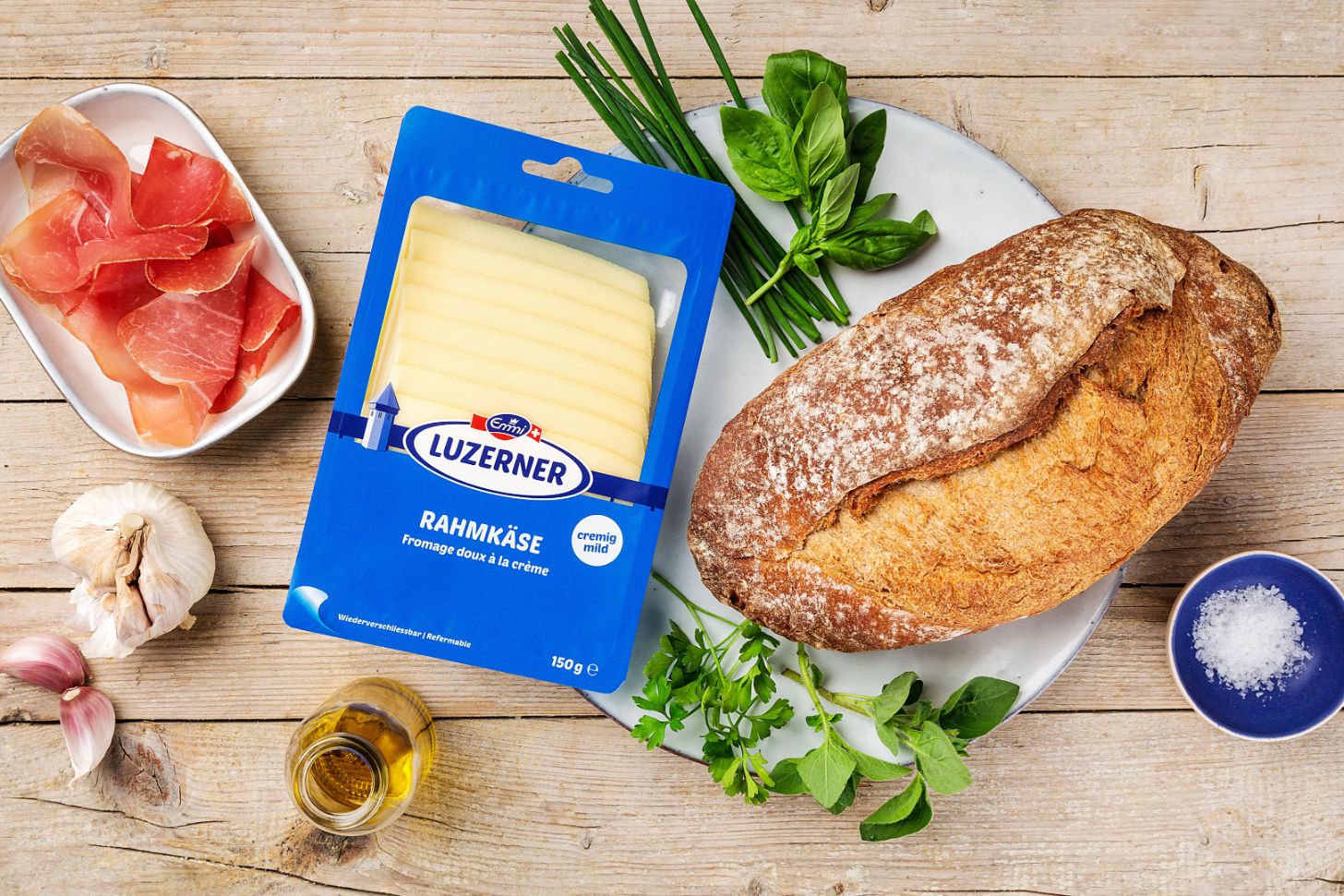 Schinken-Zupfbrot mit LUZERNER Rahmkäse | Emmi Luzerner